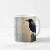 kraai in de mist in een paal koffiemok (Voorkant rechts)