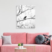 Kraai in een berkenboom canvas afdruk (Insitu (Woonkamer))