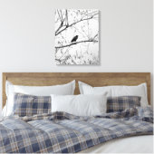 Kraai in een berkenboom canvas afdruk (Insitu (Slaapkamer))