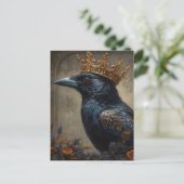 Kraai in een gouden kroon briefkaart (Staand voorkant)