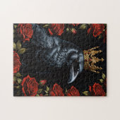 Kraai In Een Gouden Kroon Ruby Rode Rozen Legpuzzel (Horizontaal)
