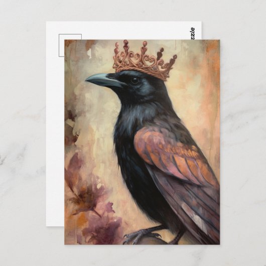 Kraai in een kroon briefkaart (Voorkant / Achterkant)