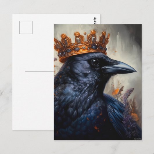 Kraai in een kroon briefkaart (Voorkant / Achterkant)