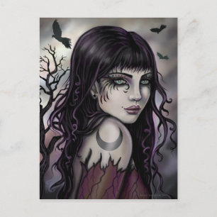 Kraai Meisje Fantasy Kunst door Molly Harrison Briefkaart
