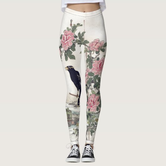 kraai met bloemen leggings (Voorkant)