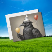 Kraai met gele ballon happy birthday pet briefkaart