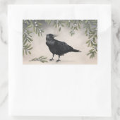 kraai met maretak rechthoekige sticker (Tas)