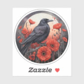 Kraai met papaver sticker (Vel)