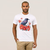Kraai met papaver t-shirt (Voorkant volledig)