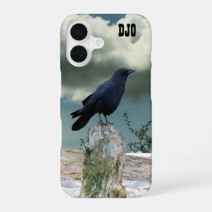 Kraai op drijfhout jouw initialen iPhone 16 hoesje