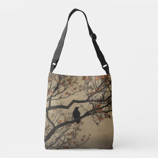 Kraai op een herfstdag crossbody tas (Achterkant)
