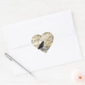 Kraai op een muziekblad hart sticker (Envelop)