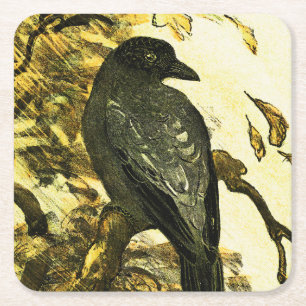  kraai op een tak Theo van Hoytema Kartonnen Onderzetters