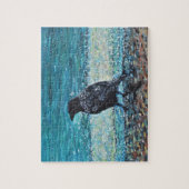 Kraai op het strand Schilderij Legpuzzel (Verticaal)