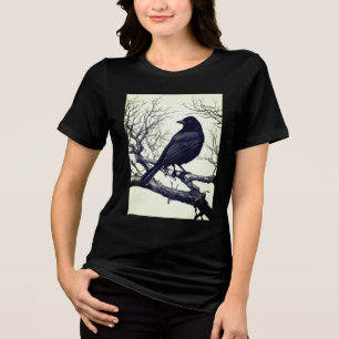 Kraai op kale wintertakken Tri-Blend shirt