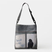 Kraai op oud raam crossbody tas (Achterkant)