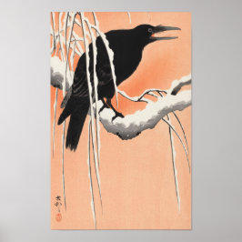 Kraai op Snowy Branch van Ohara Koson (1900-1930) Poster