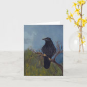 Kraai op Tak Lege Notecard Kaart (Gele Bloem)
