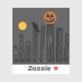 Kraai & pompoen op hek voor Halloween Sticker (Vel)