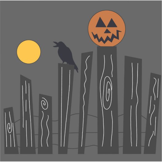 Kraai & pompoen op hek voor Halloween Sticker (Voorkant)
