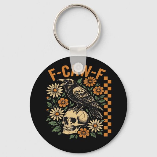 Kraai Raaf F-Caw-F Cool Uniek Sleutelhanger (Voorkant)