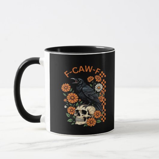 Kraai Raaf F-Caw-F Grappig Halloween Gotisch Creat Mok (Links)