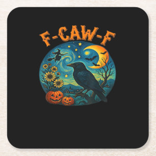 Kraai Raven F-Caw-F Grappige Halloween Gotische Ge Kartonnen Onderzetters