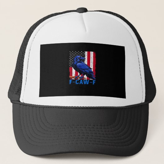 Kraai Raven Grappig F-Caw-F Minimaal Schoon Trucker Pet (Voorkant)