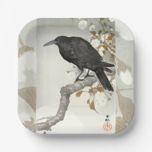 Kraai Raven Koson Japanse Vogel Kraai Papieren Bordje