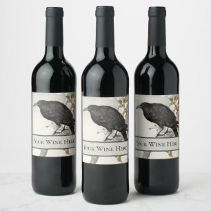 Kraai Raven Koson Japanse Vogel Kraai Wijn Etiket
