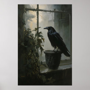 Kraai Raven Kunstprint Donkere Cottagecore Sombere Poster