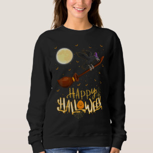 Kraai Rij Heks Schotkraag Kraai Vogel Halloween Trui