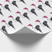 Kraai Roze Bloem Wrapping Paper Cadeaupapier (Hoek)