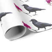 Kraai Roze Bloem Wrapping Paper Cadeaupapier (Rol Hoek)