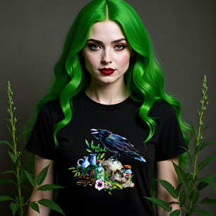 Kraai, schedel en kruiden t-shirt