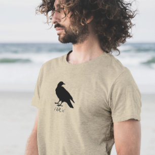 Kraai tekening en Naw silhouet in zwart T-shirt