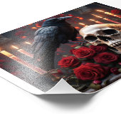 Kraai zittend op een schedel foto afdruk (Hoek)