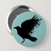 Kraai - zwart ronde button 4,0 cm (Voorkant /achterkant)