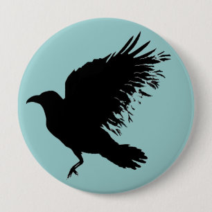 Kraai - zwart ronde button 4,0 cm