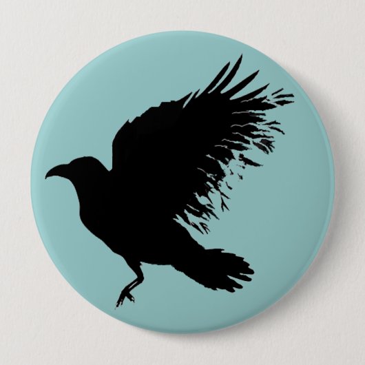 Kraai - zwart ronde button 4,0 cm (Voorkant)