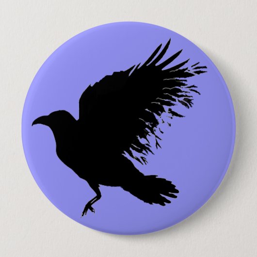 Kraai - zwart ronde button 4,0 cm (Voorkant)