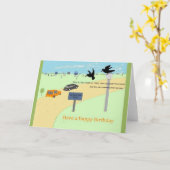 Kraaien bij een autobus-opstartverkoop. Birthday-k Kaart (Gele Bloem)