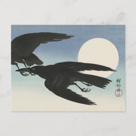 Kraaien bij Full Moon Paining door Ohara Koson Briefkaart (Voorkant)