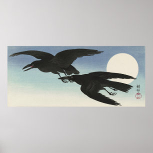 Kraaien bij volle maan door Ohara Koson (1925-1936 Poster