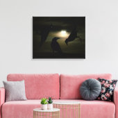 "Kraaien door Moonlight" door DJONeill Canvas Afdruk (Insitu (Woonkamer))