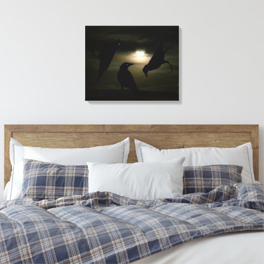 "Kraaien door Moonlight" door DJONeill Canvas Afdruk (Insitu (Slaapkamer))