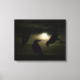 "Kraaien door Moonlight" door DJONeill Canvas Afdruk