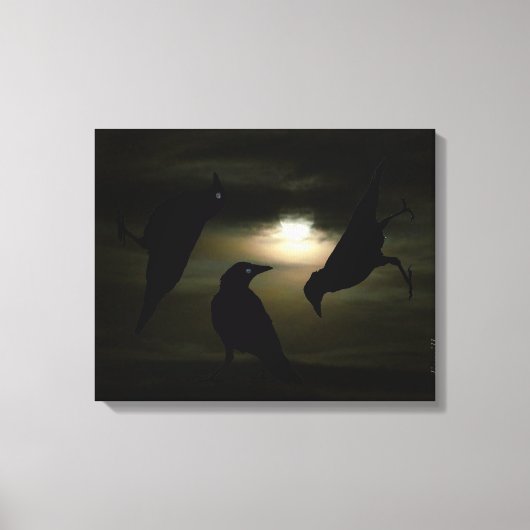 "Kraaien door Moonlight" door DJONeill Canvas Afdruk (Voorkant)