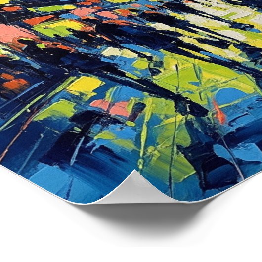 Kraaien en voetgangers Abstract stadsbeeld Poster (Hoek)