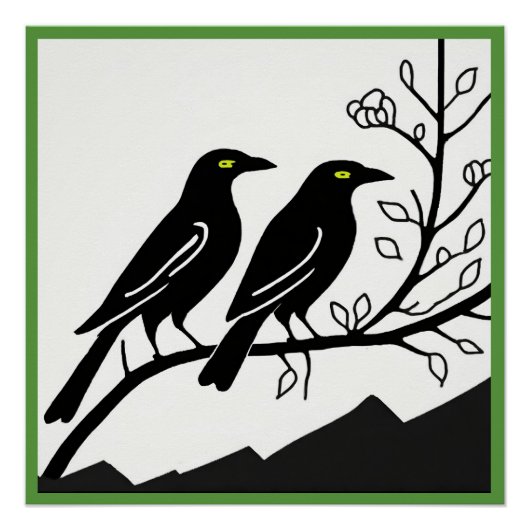 Kraaien Glanzend Poster (Voorkant)